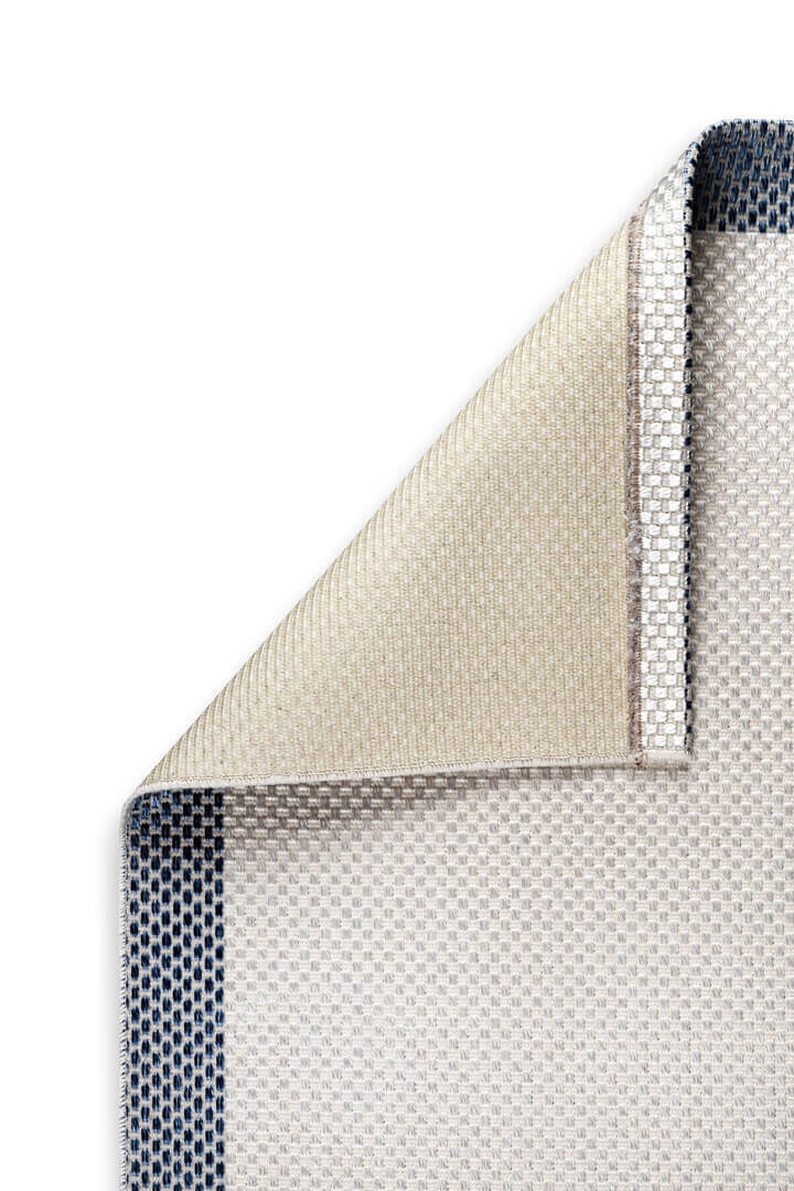 Natura Sisal Hasır Görünümlü Çerçeveli Yuvarlak Halı Ntr17 Lacivert-Krem - 3