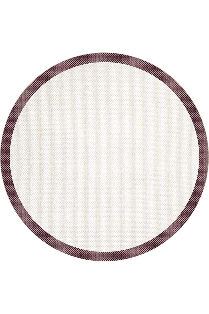 Natura Sisal Hasır Görünümlü Çerçeveli Yuvarlak Halı Ntr18 Marsala-Krem 