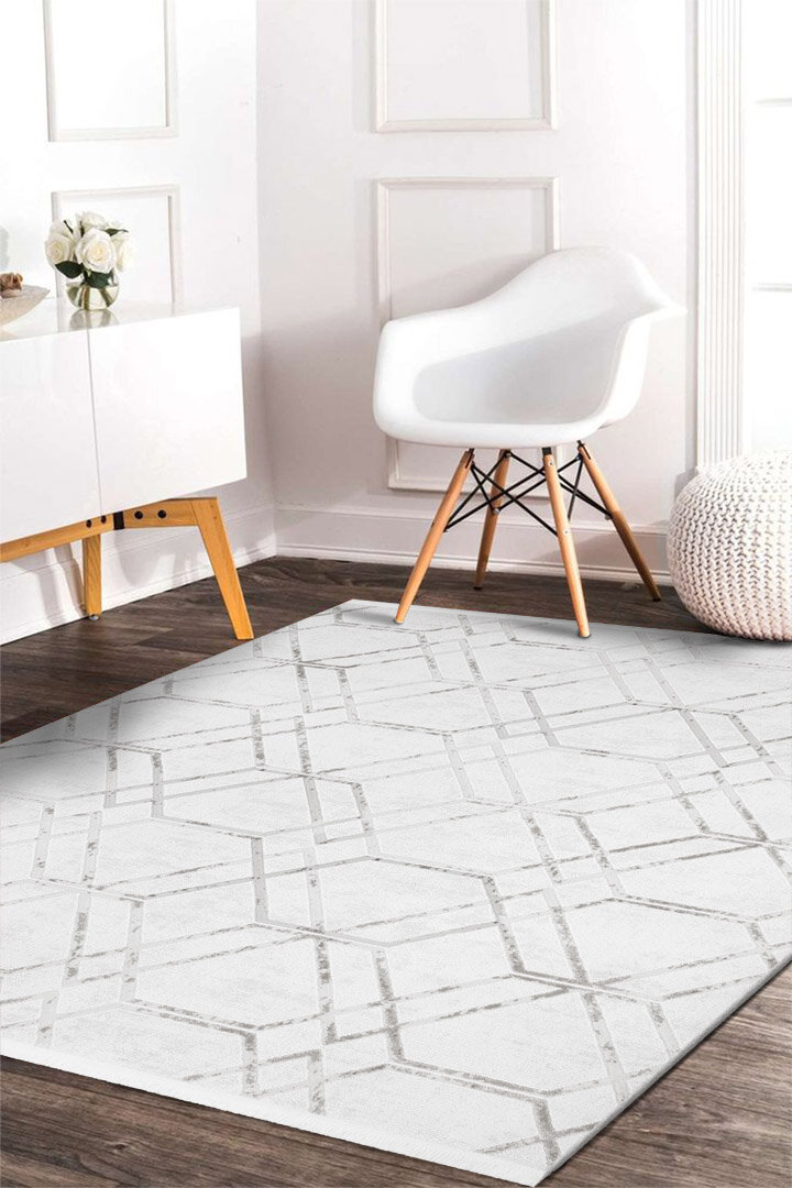 Naz Lüx Desenli Modern Halı Na02 Gri - Frenda