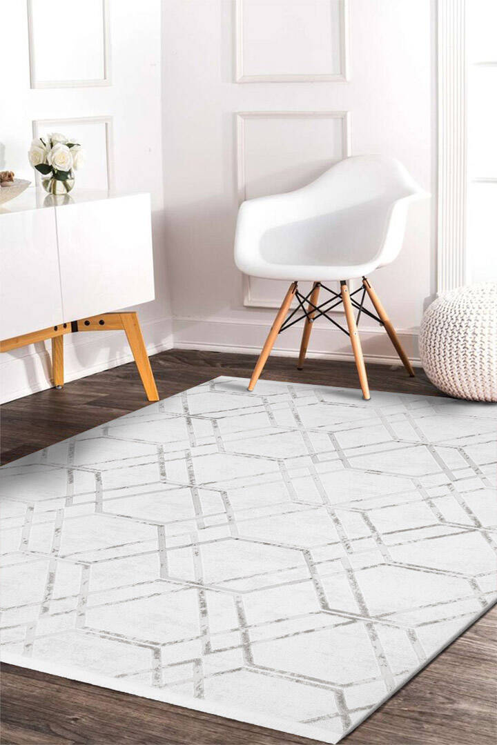 Naz Lüx Desenli Modern Halı Na02 Gri - 1