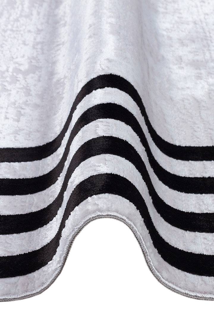 Parlak Saten Dokulu Poem Bambu Tuşe Klasik Çerçeve Desenli Halı Pm04 Siyah - 6