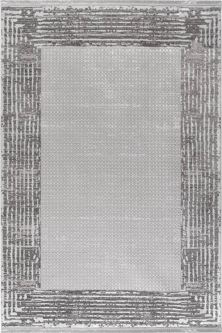 Parlak Saten Dokulu Poem Bambu Tuşe Klasik Çerçeve Desenli Halı Pm08 Beyaz - 2