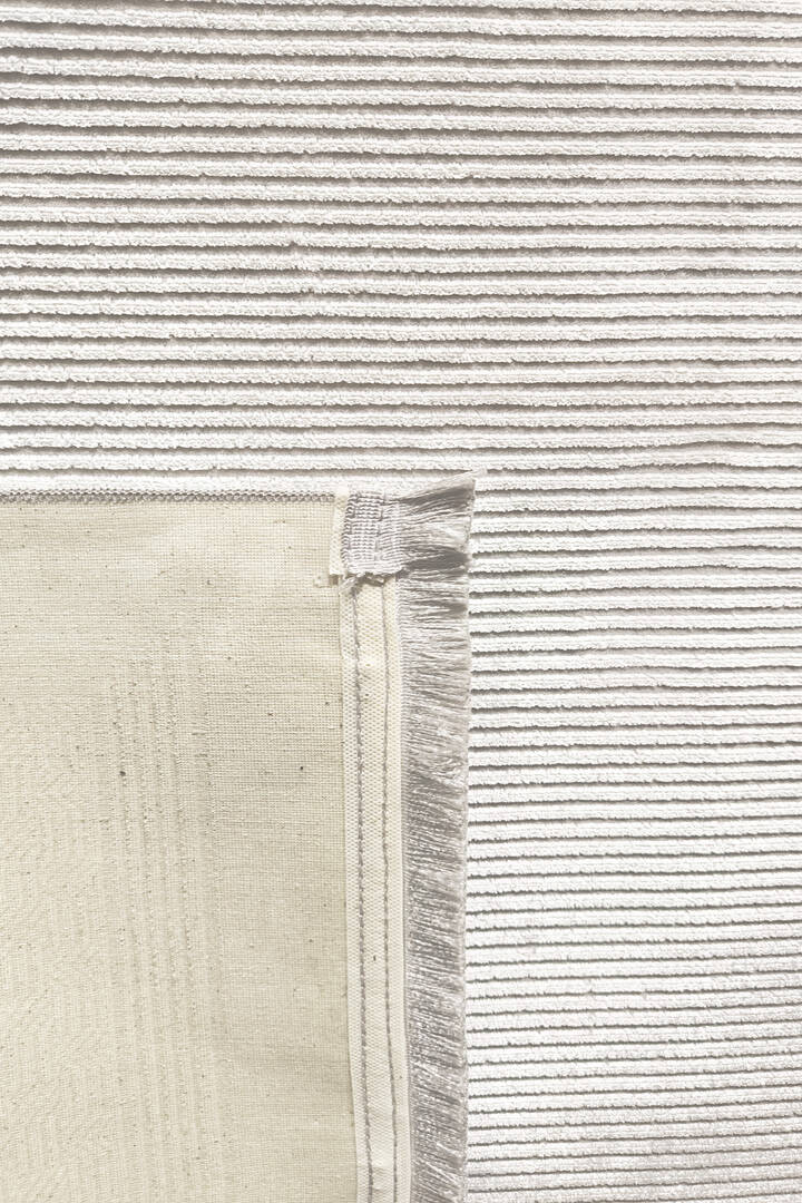 Parlak Saten Dokulu Poem Bambu Tuşe Klasik Çerçeve Desenli Halı Pm10 Beyaz - 5