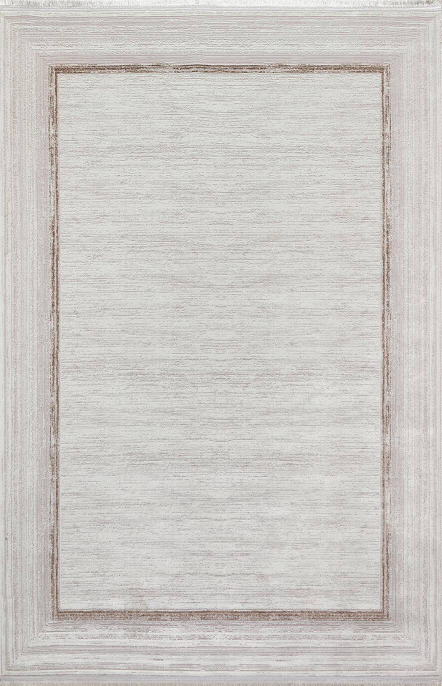 Parlak Saten Dokulu Poem Bambu Tuşe Klasik Çerçeve Desenli Halı Pm13 Bej - 2