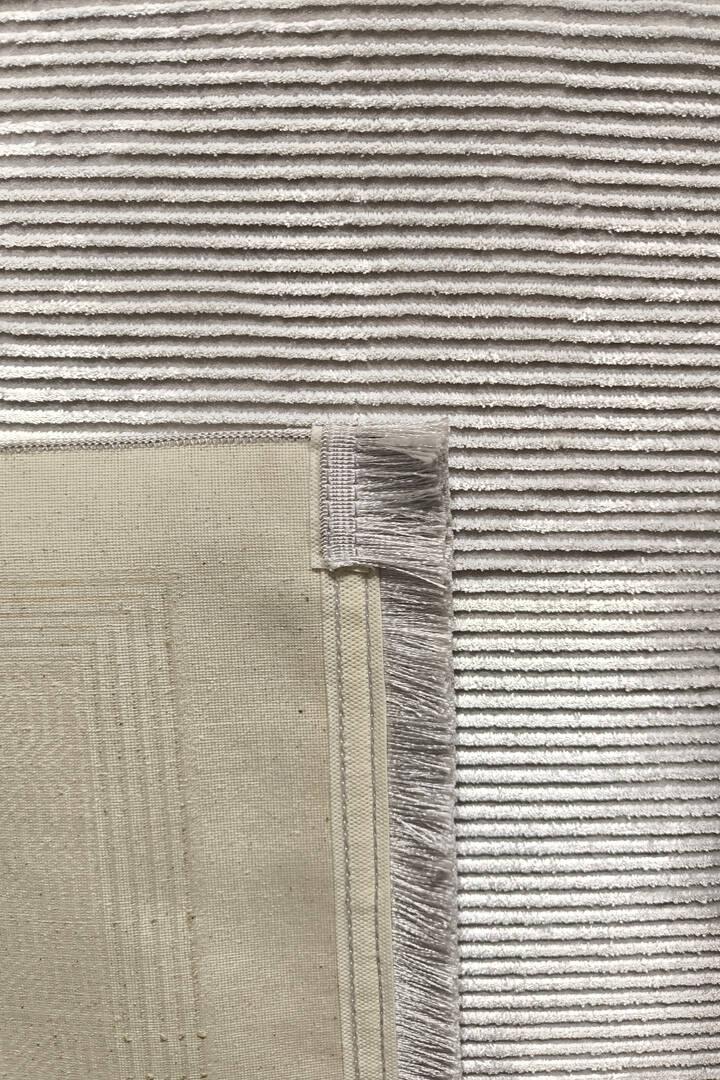 Parlak Saten Dokulu Poem Bambu Tuşe Klasik Çerçeve Desenli Halı Pm14 Bej - 5