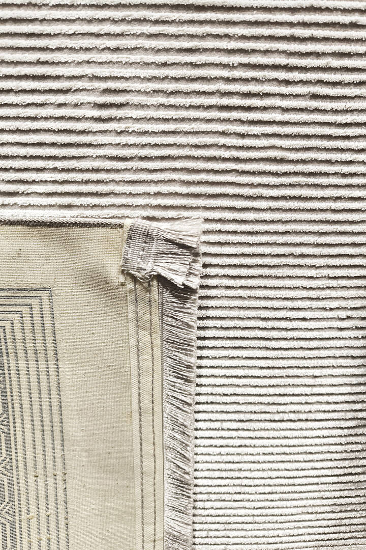 Parlak Saten Dokulu Poem Bambu Tuşe Klasik Çerçeve Desenli Halı Pm16 Mavi - 5