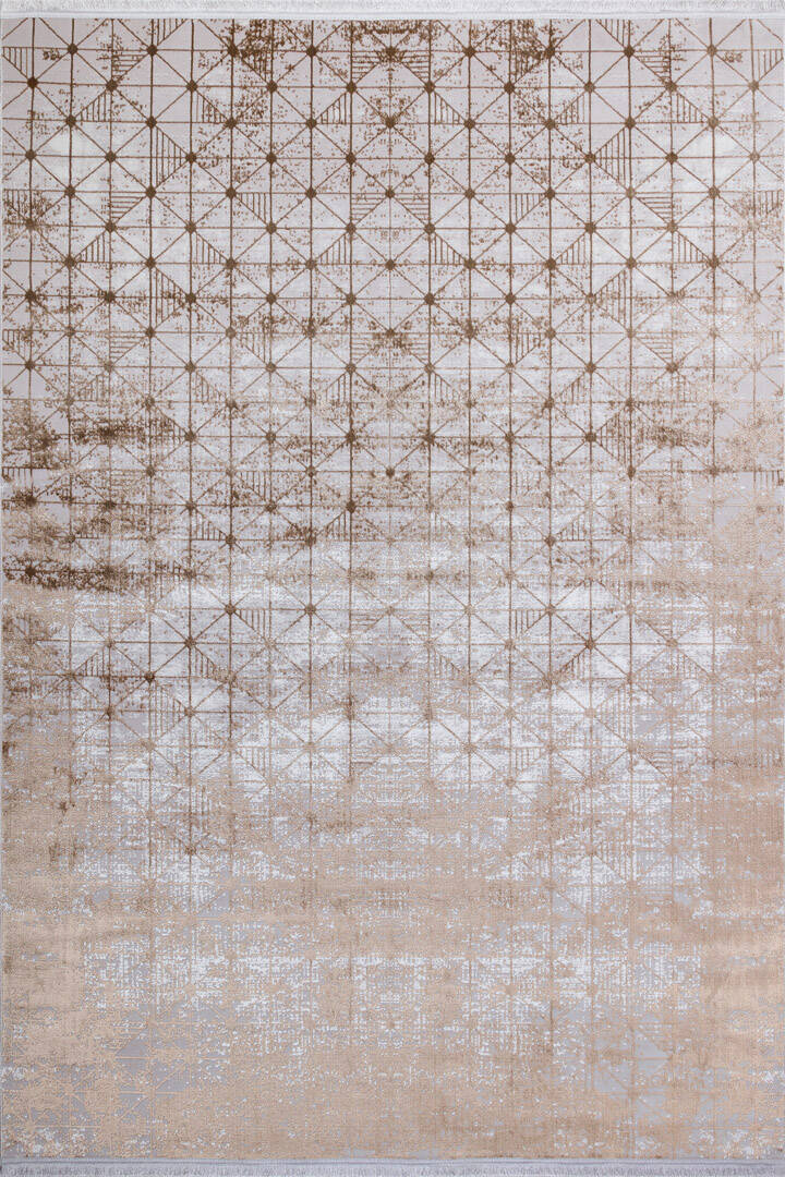 Parlak Saten Dokulu Poem Bambu Tuşe Modern Trend Halı Pm06 Bej - 2