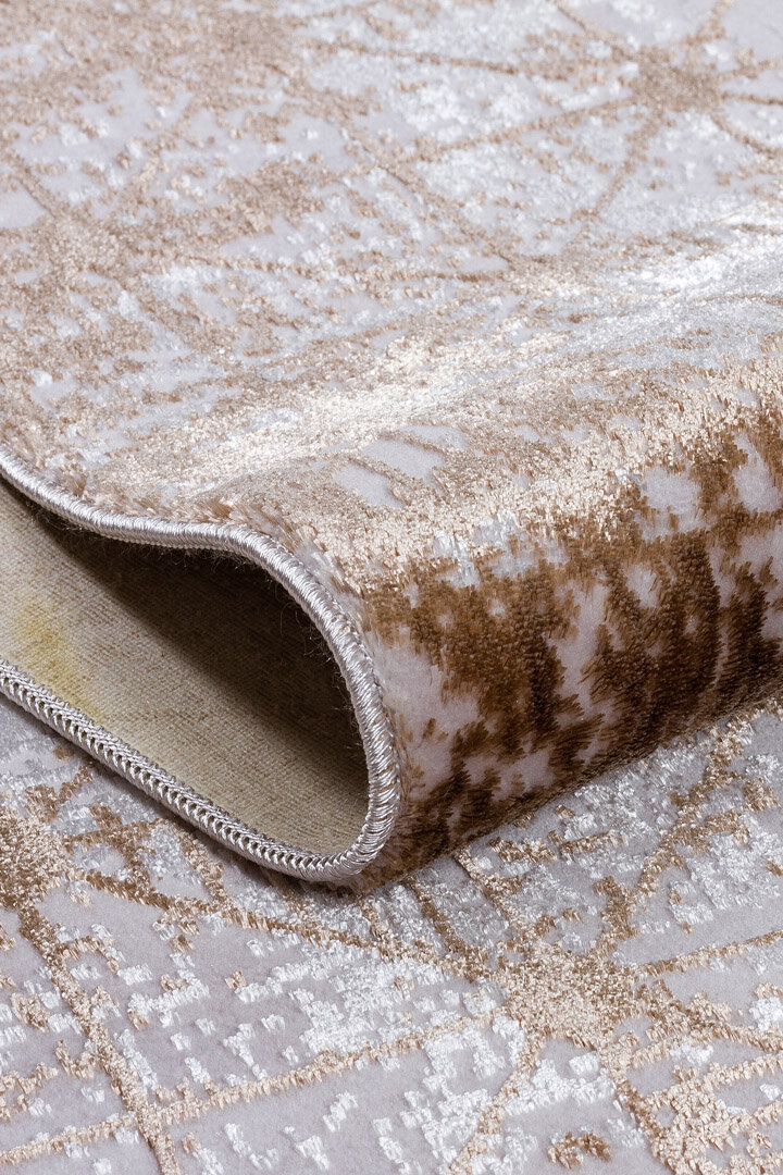 Parlak Saten Dokulu Poem Bambu Tuşe Modern Trend Halı Pm06 Bej - 5