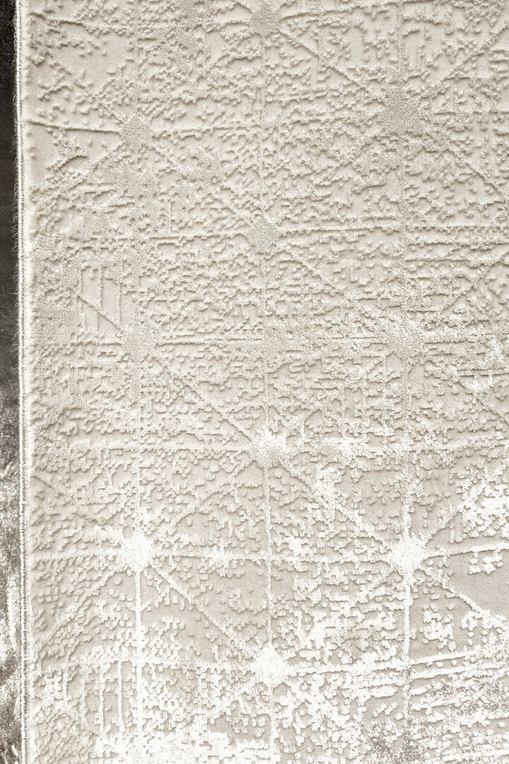 Parlak Saten Dokulu Poem Bambu Tuşe Modern Trend Halı Pm06 Beyaz - 4