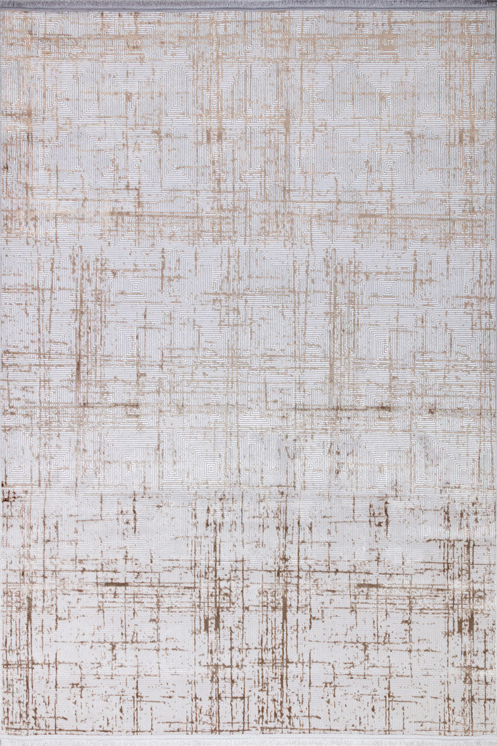 Parlak Saten Dokulu Poem Bambu Tuşe Modern Trend Halı Pm07 Bej - 2