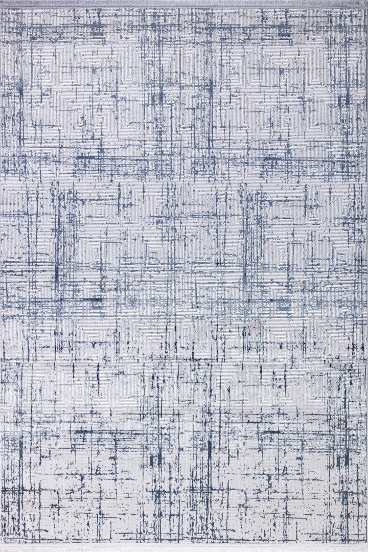 Parlak Saten Dokulu Poem Bambu Tuşe Modern Trend Halı Pm07 Mavi - Frenda (1)