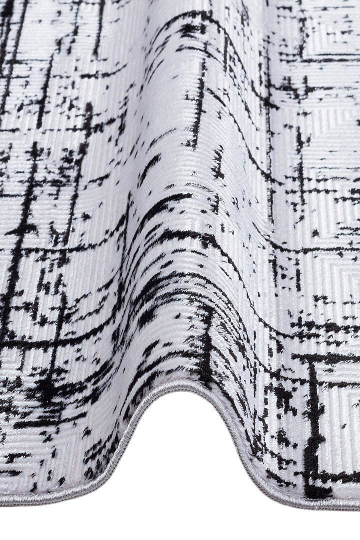 Parlak Saten Dokulu Poem Bambu Tuşe Modern Trend Halı Pm07 Siyah - 6