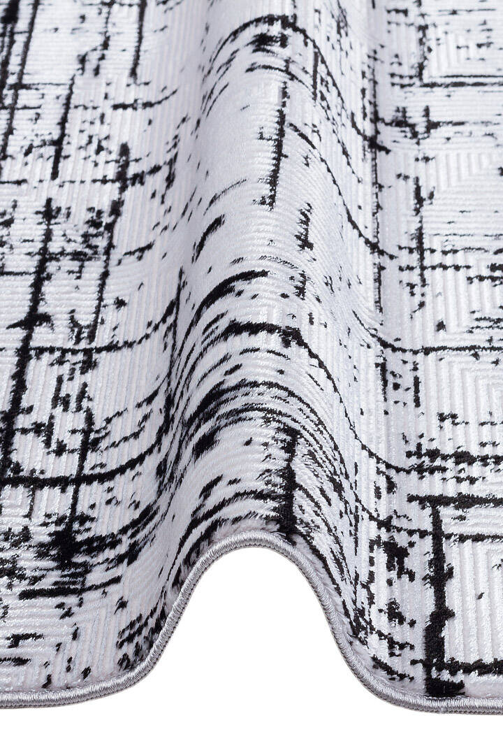 Parlak Saten Dokulu Poem Bambu Tuşe Modern Trend Halı Pm07 Siyah - 6