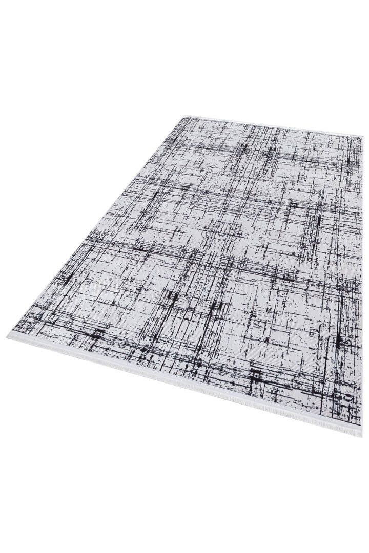 Parlak Saten Dokulu Poem Bambu Tuşe Modern Trend Halı Pm07 Siyah - 3