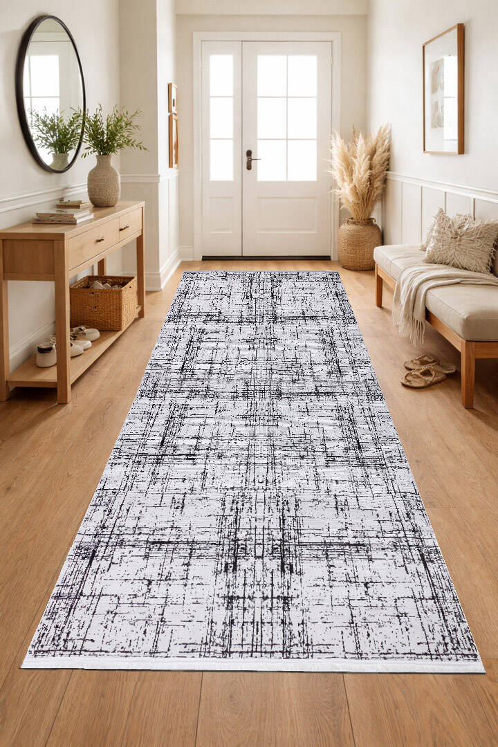 Parlak Saten Dokulu Poem Bambu Tuşe Modern Trend Halı Pm07 Siyah - 4