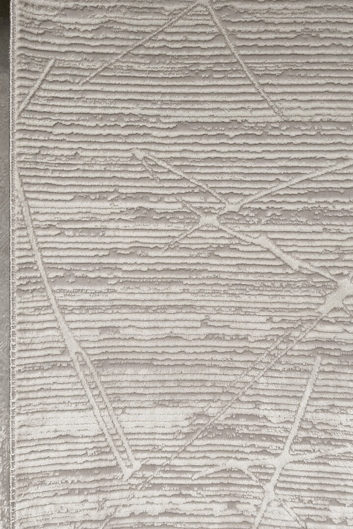 Parlak Saten Dokulu Poem Bambu Tuşe Modern Trend Halı Pm09 Beyaz - 4