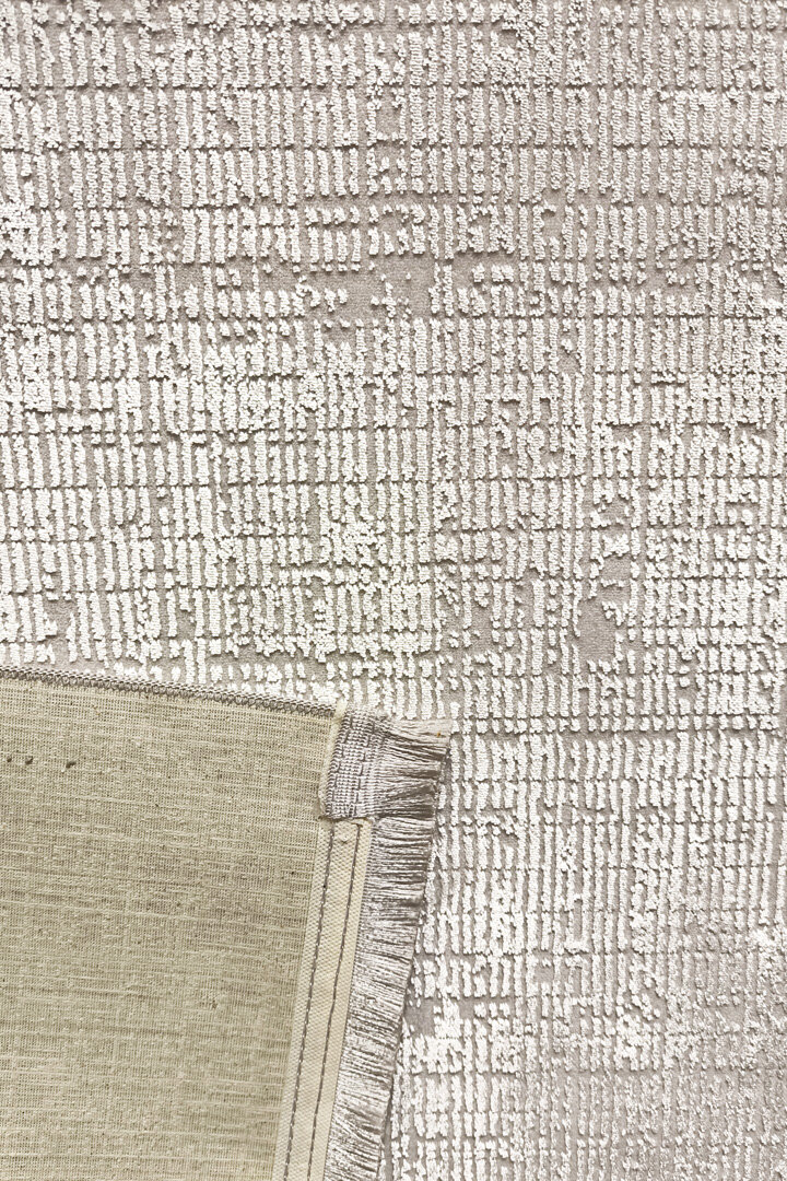 Parlak Saten Dokulu Poem Bambu Tuşe Modern Trend Halı Pm11 Beyaz - 5