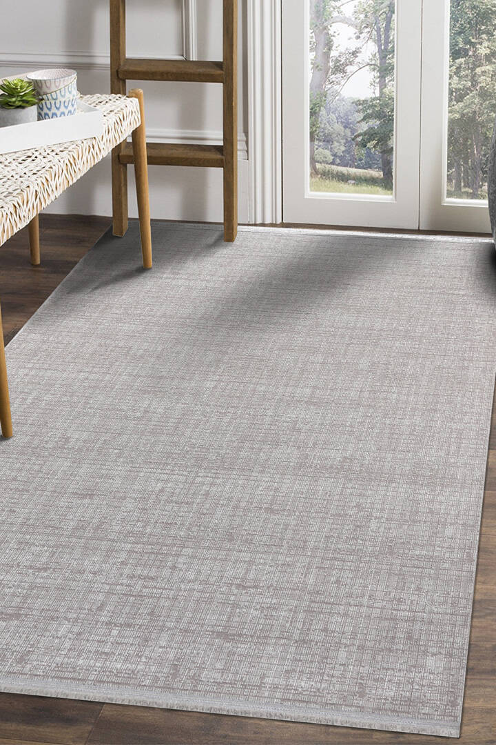 Parlak Saten Dokulu Poem Bambu Tuşe Modern Trend Halı Pm11 Beyaz - 1