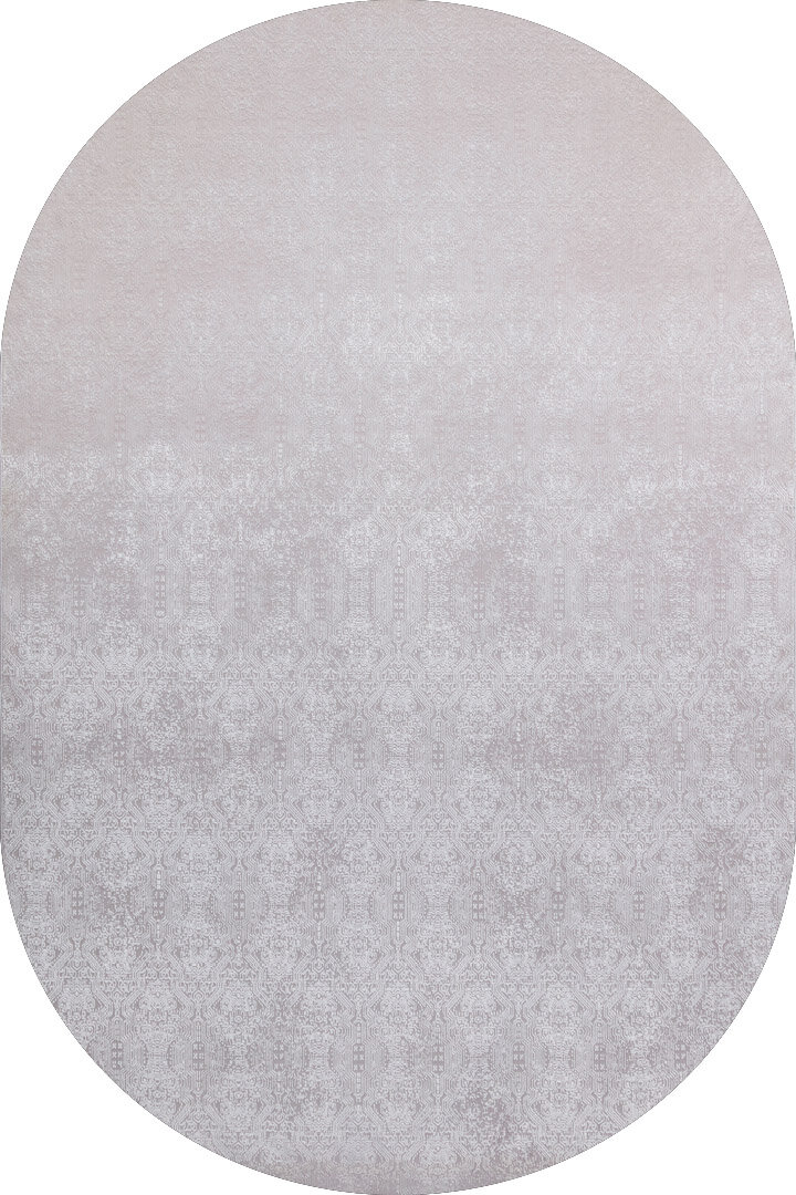 Parlak Saten Dokulu Poem Bambu Tuşe Modern Trend Oval Halı Pm02 Beyaz - Frenda