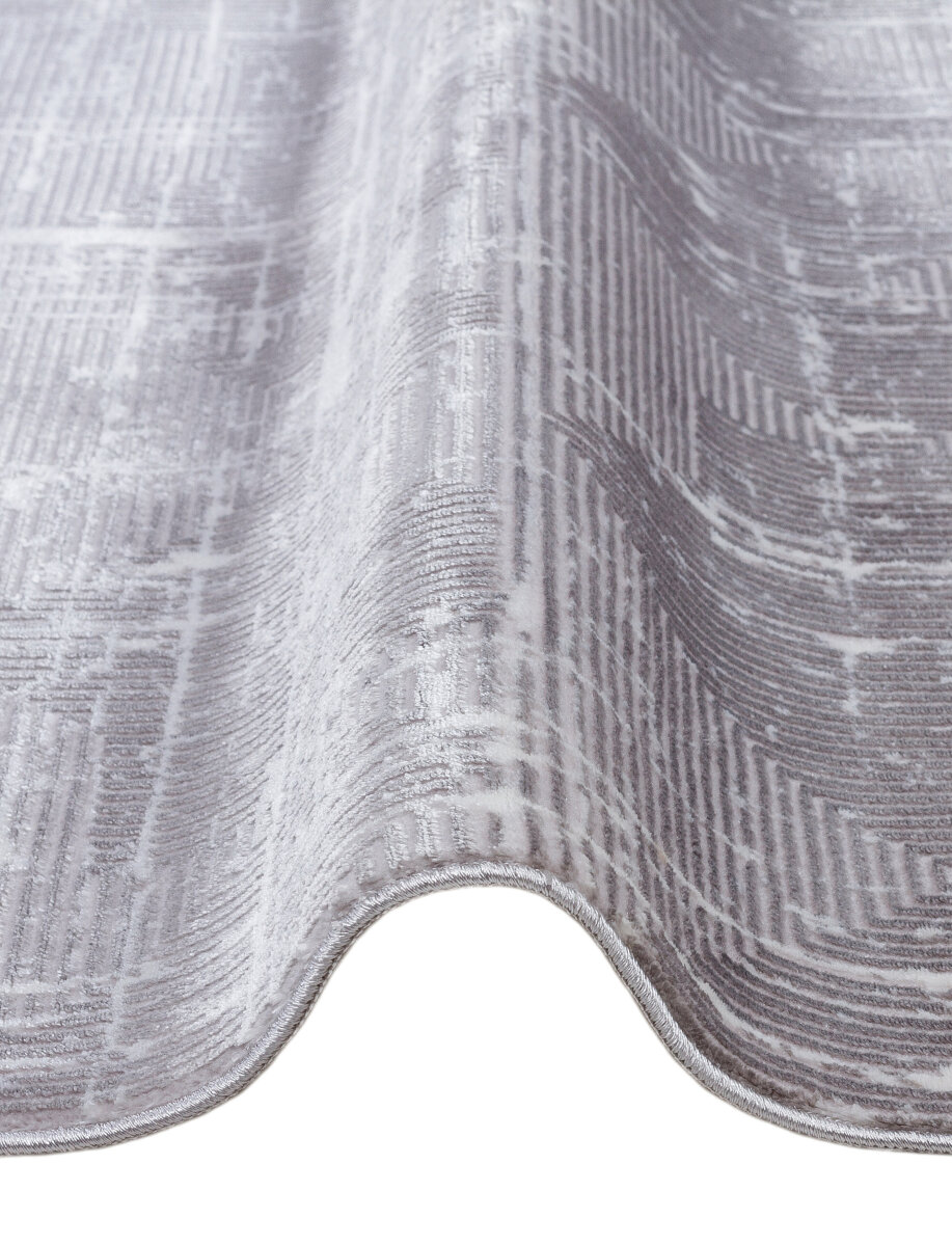 Parlak Saten Dokulu Poem Bambu Tuşe Modern Trend Oval Halı Pm03 Gri - 3