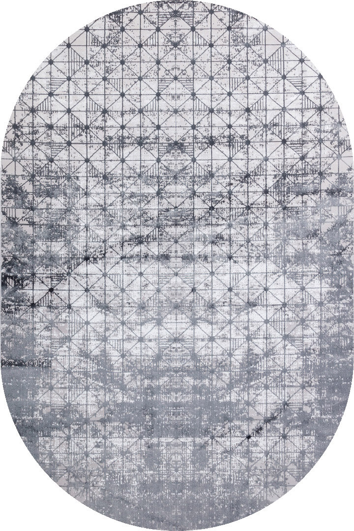 Parlak Saten Dokulu Poem Bambu Tuşe Modern Trend Oval Halı Pm06 Antrasit 