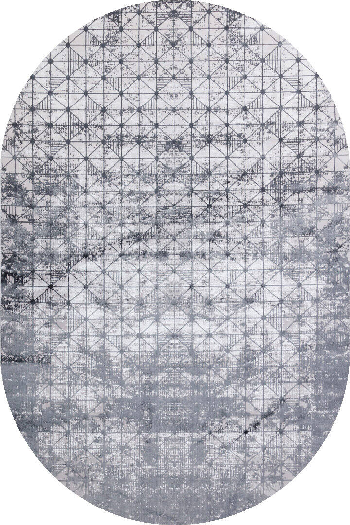 Parlak Saten Dokulu Poem Bambu Tuşe Modern Trend Oval Halı Pm06 Antrasit - 1