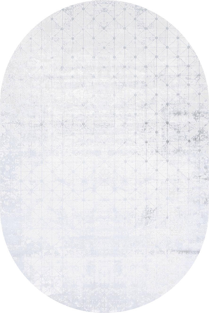 Parlak Saten Dokulu Poem Bambu Tuşe Modern Trend Oval Halı Pm06 Beyaz 