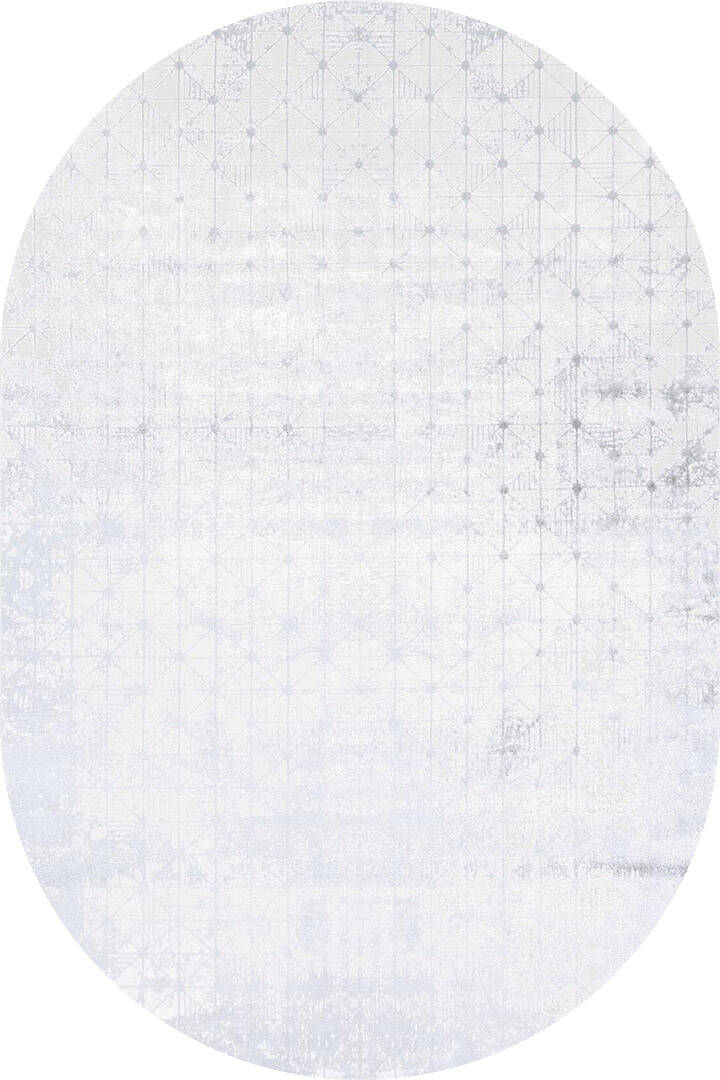 Parlak Saten Dokulu Poem Bambu Tuşe Modern Trend Oval Halı Pm06 Beyaz - 1