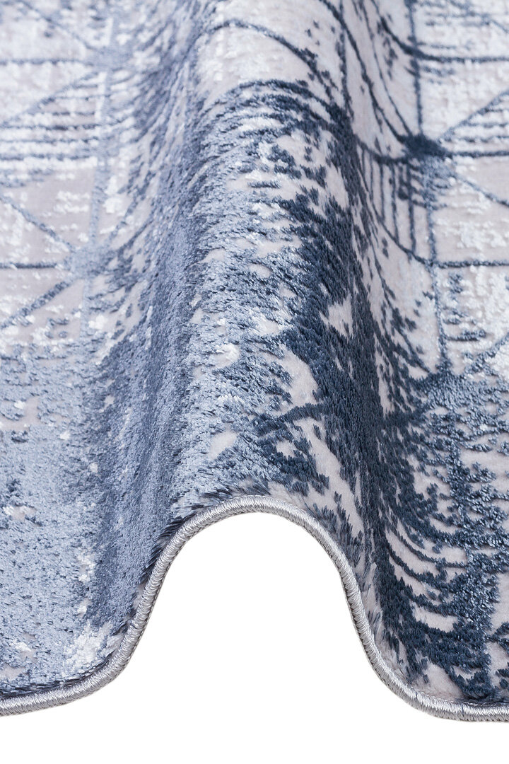 Parlak Saten Dokulu Poem Bambu Tuşe Modern Trend Oval Halı Pm06 Mavi - 3