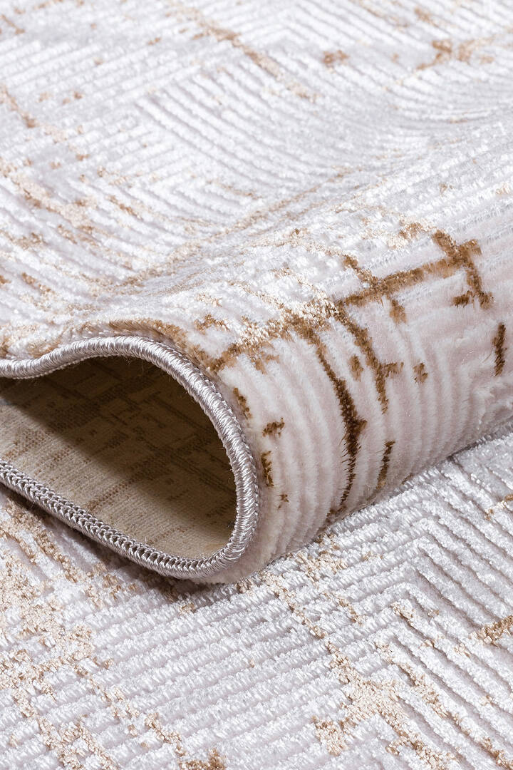 Parlak Saten Dokulu Poem Bambu Tuşe Modern Trend Oval Halı Pm07 Bej - 2