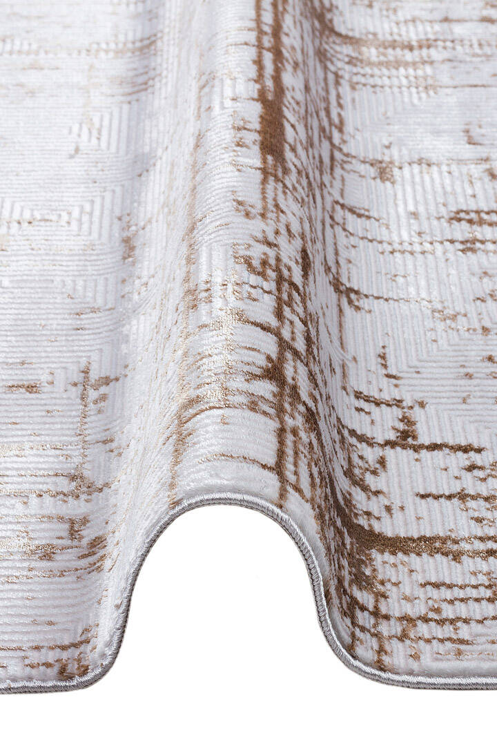 Parlak Saten Dokulu Poem Bambu Tuşe Modern Trend Oval Halı Pm07 Bej - 3