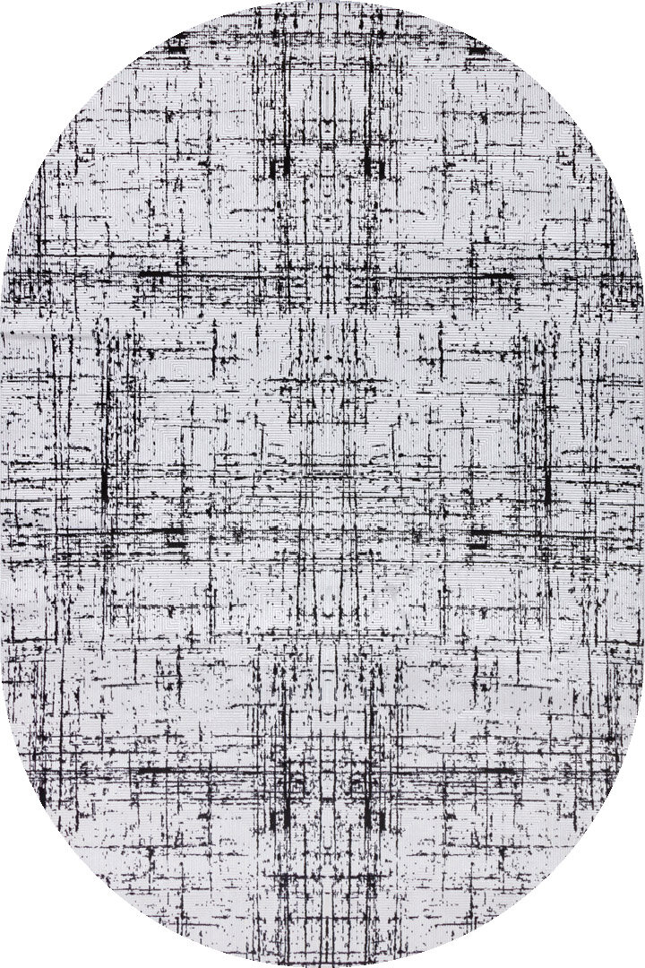 Parlak Saten Dokulu Poem Bambu Tuşe Modern Trend Oval Halı Pm07 Siyah 