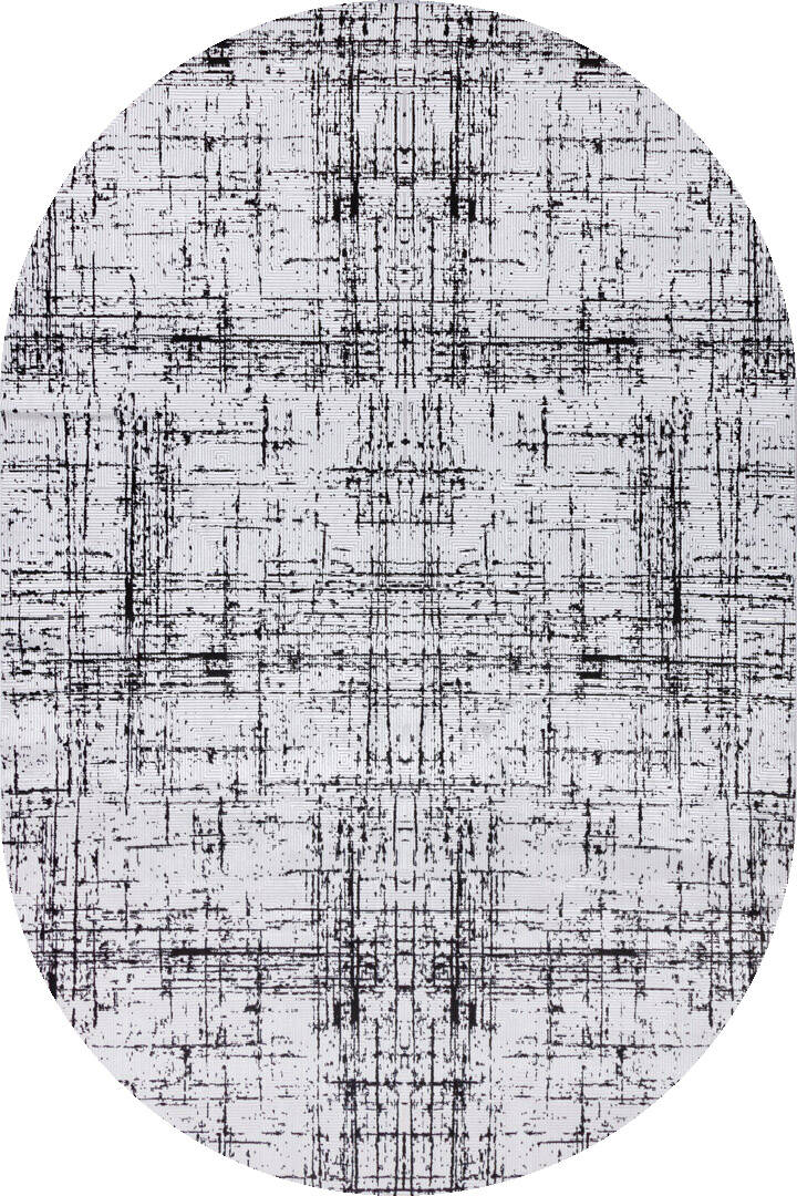 Parlak Saten Dokulu Poem Bambu Tuşe Modern Trend Oval Halı Pm07 Siyah - 1