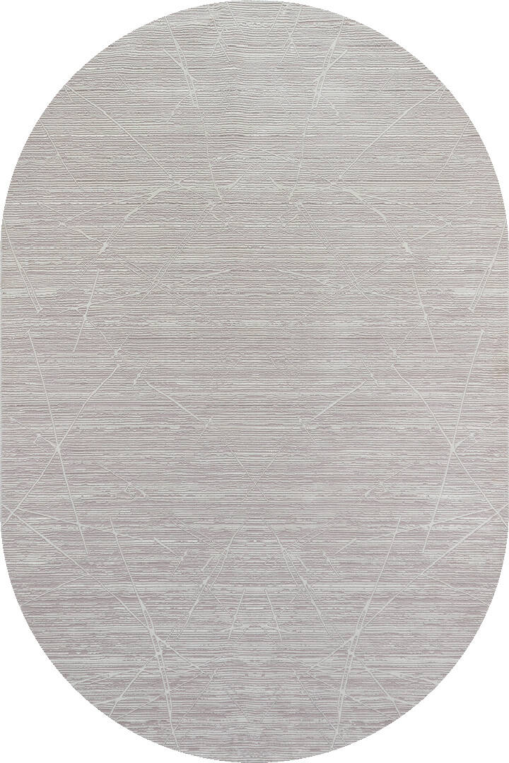 Parlak Saten Dokulu Poem Bambu Tuşe Modern Trend Oval Halı Pm09 Beyaz - 1