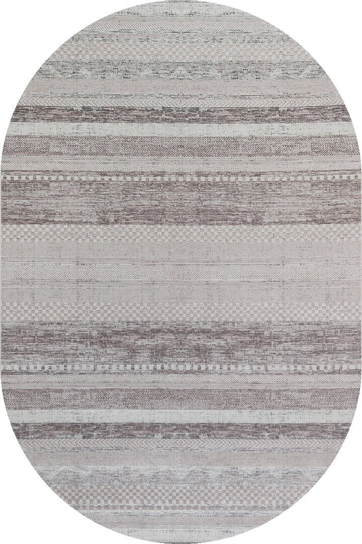 Parlak Saten Dokulu Poem Bambu Tuşe Modern Trend Oval Halı Pm12 Beyaz - 1