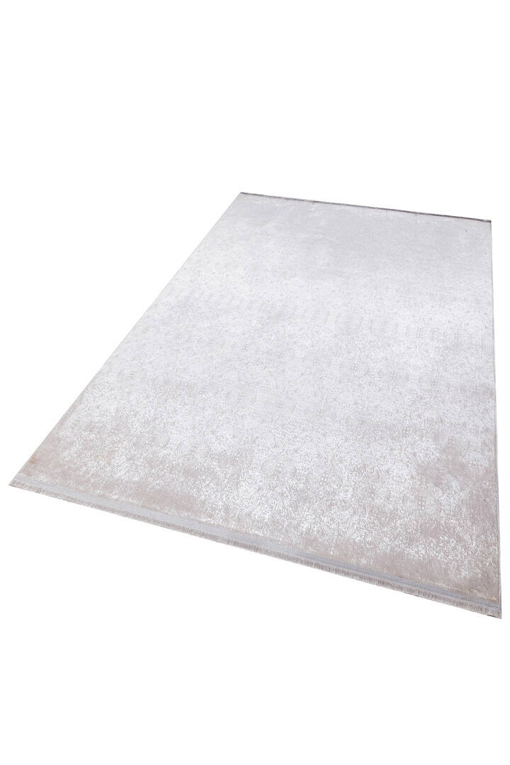 Parlak Saten Dokulu Poem Bambu Tuşe Modern Trend Yolluk Kesme Halı Pm02 Beyaz - 4
