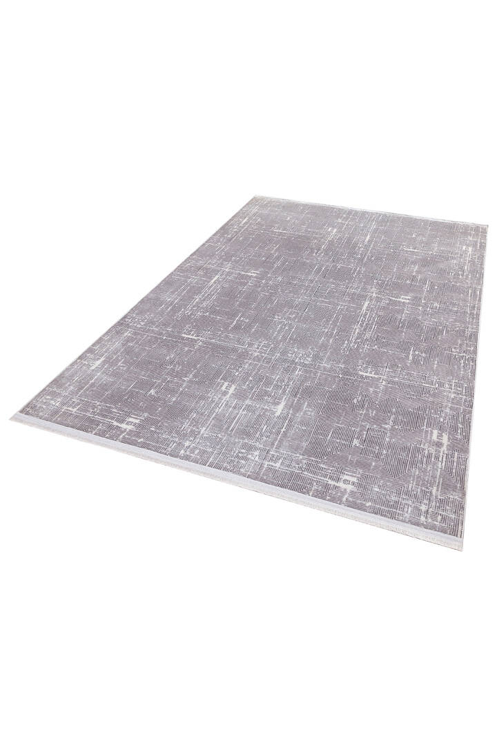 Parlak Saten Dokulu Poem Bambu Tuşe Modern Trend Yolluk Kesme Halı Pm03 Gri - 3