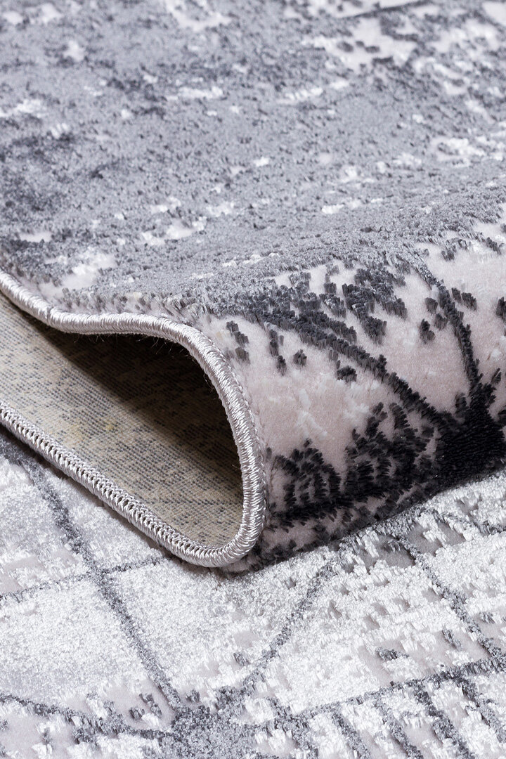 Parlak Saten Dokulu Poem Bambu Tuşe Modern Trend Yolluk Kesme Halı Pm06 Antrasit - 5