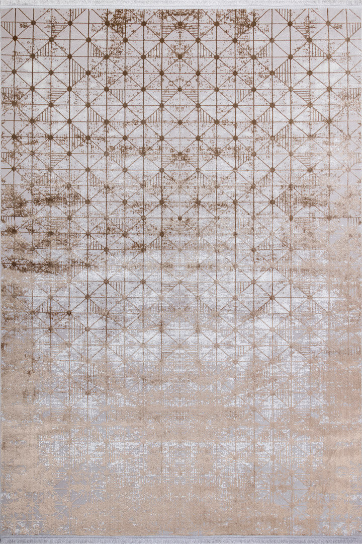 Parlak Saten Dokulu Poem Bambu Tuşe Modern Trend Yolluk Kesme Halı Pm06 Bej - 2