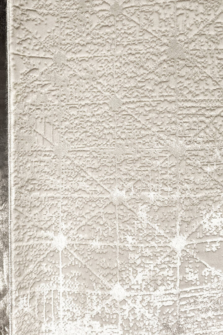 Parlak Saten Dokulu Poem Bambu Tuşe Modern Trend Yolluk Kesme Halı Pm06 Beyaz - 4