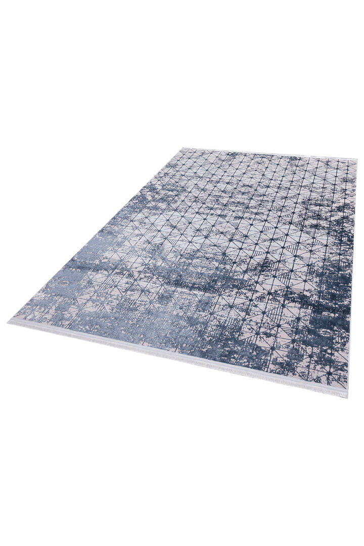 Parlak Saten Dokulu Poem Bambu Tuşe Modern Trend Yolluk Kesme Halı Pm06 Mavi - 3