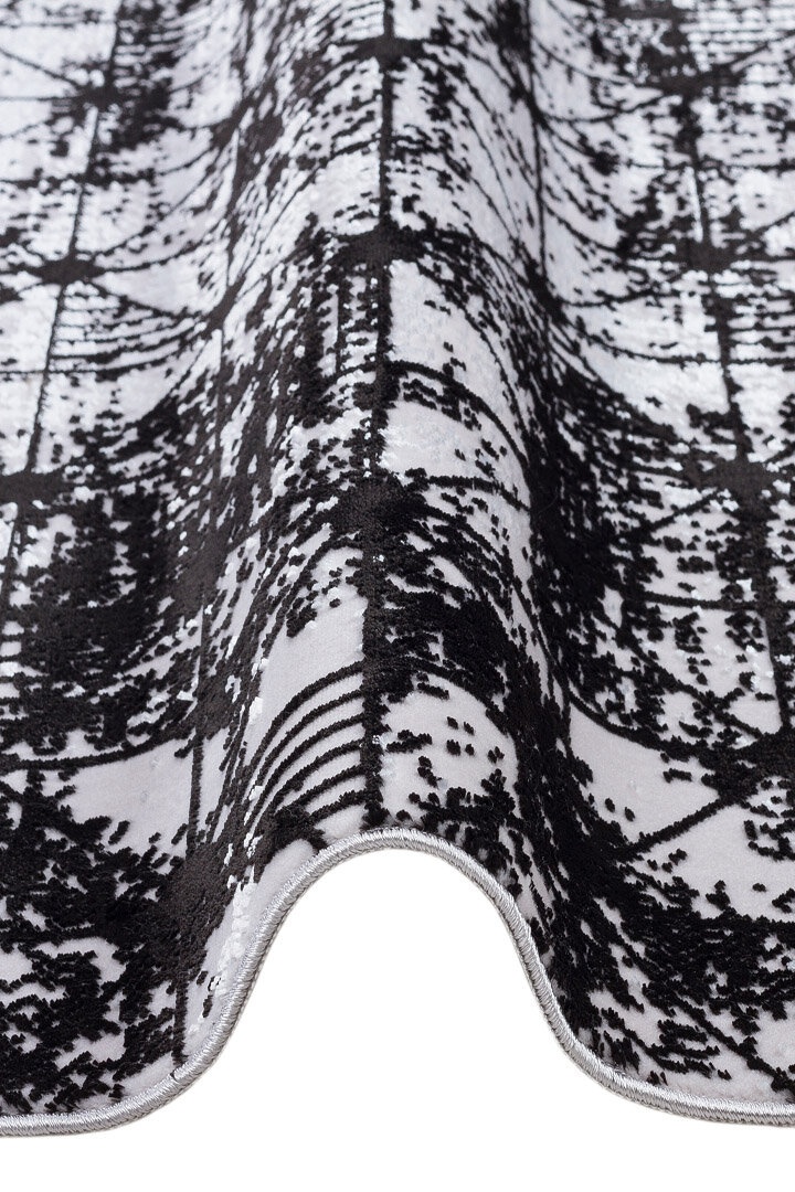 Parlak Saten Dokulu Poem Bambu Tuşe Modern Trend Yolluk Kesme Halı Pm06 Siyah - 6