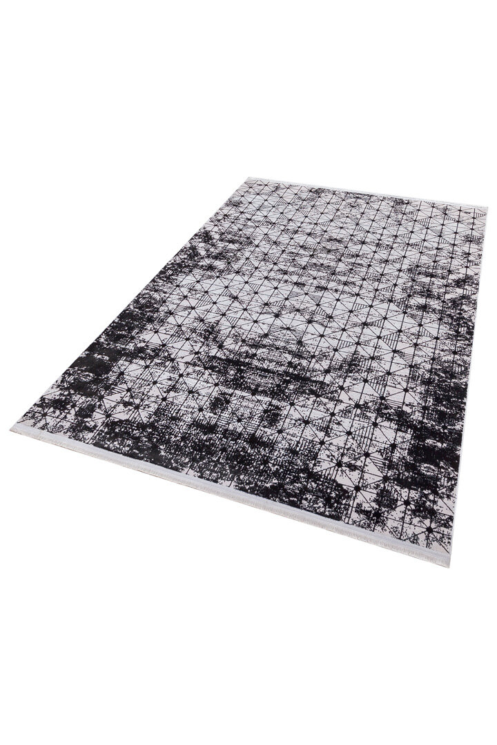 Parlak Saten Dokulu Poem Bambu Tuşe Modern Trend Yolluk Kesme Halı Pm06 Siyah - 3