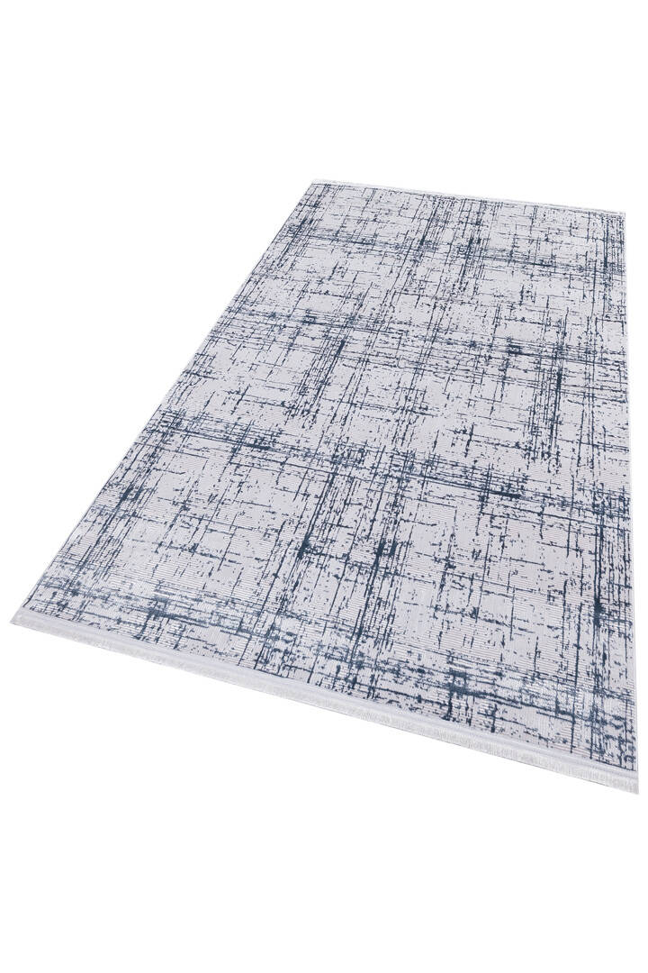 Parlak Saten Dokulu Poem Bambu Tuşe Modern Trend Yolluk Kesme Halı Pm07 Mavi - 3