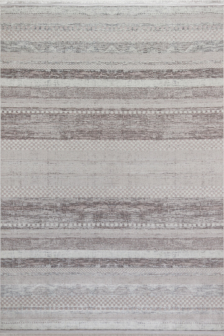 Parlak Saten Dokulu Poem Bambu Tuşe Modern Trend Yolluk Kesme Halı Pm12 Beyaz - Frenda (1)