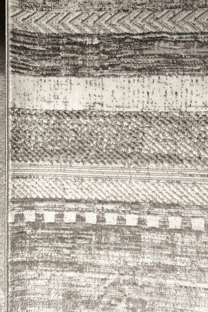 Parlak Saten Dokulu Poem Bambu Tuşe Modern Trend Yolluk Kesme Halı Pm12 Beyaz - 3