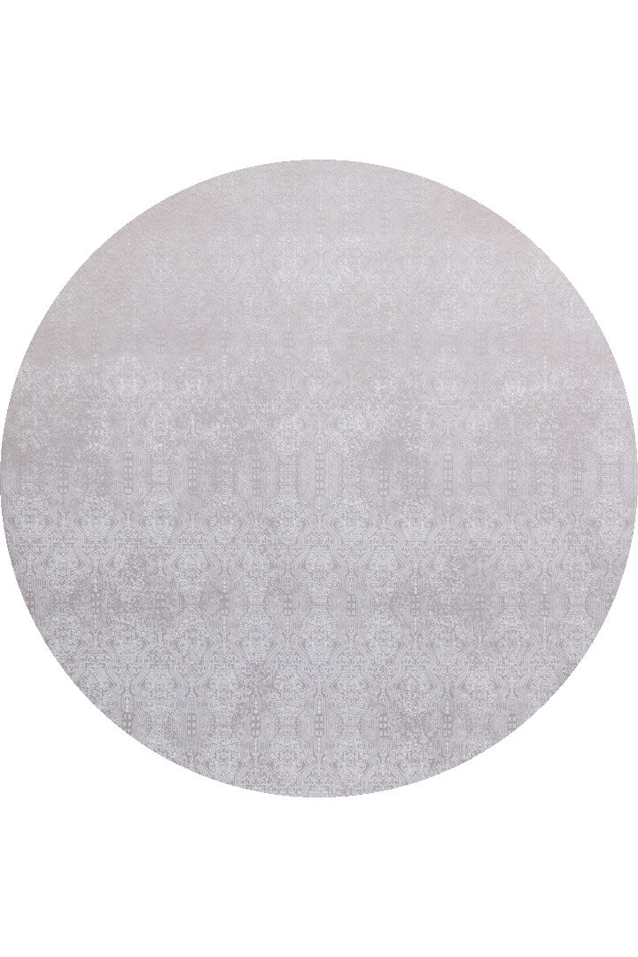 Parlak Saten Dokulu Poem Bambu Tuşe Modern Trend Yuvarlak Halı Pm02 Beyaz - Frenda