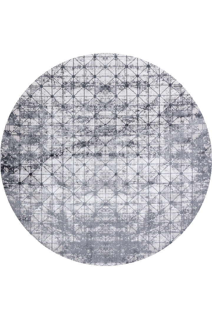 Parlak Saten Dokulu Poem Bambu Tuşe Modern Trend Yuvarlak Halı Pm06 Antrasit 