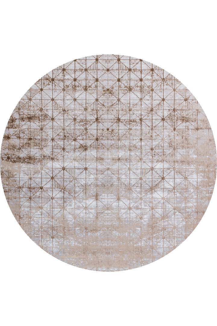 Parlak Saten Dokulu Poem Bambu Tuşe Modern Trend Yuvarlak Halı Pm06 Bej 