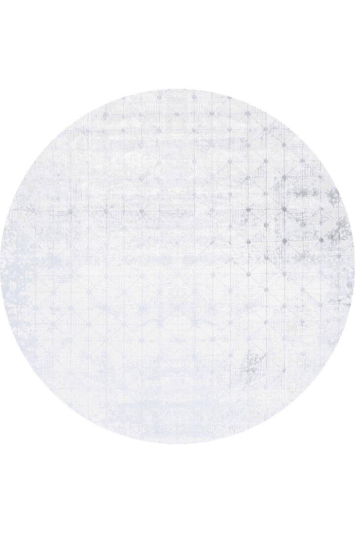 Parlak Saten Dokulu Poem Bambu Tuşe Modern Trend Yuvarlak Halı Pm06 Beyaz - 1